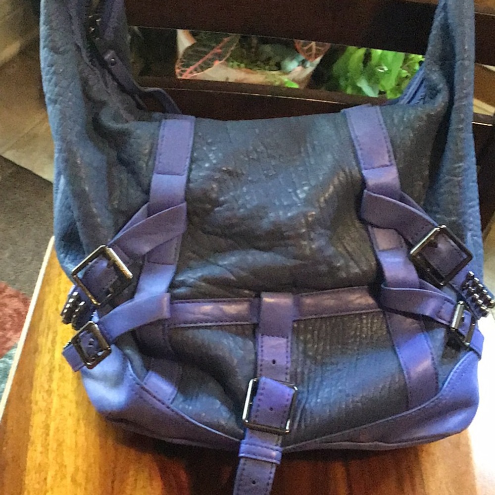 Ash Blue and Purple Hobo Bag